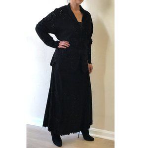 Jan Faulkner 2pc Black Suede Top and Skirt